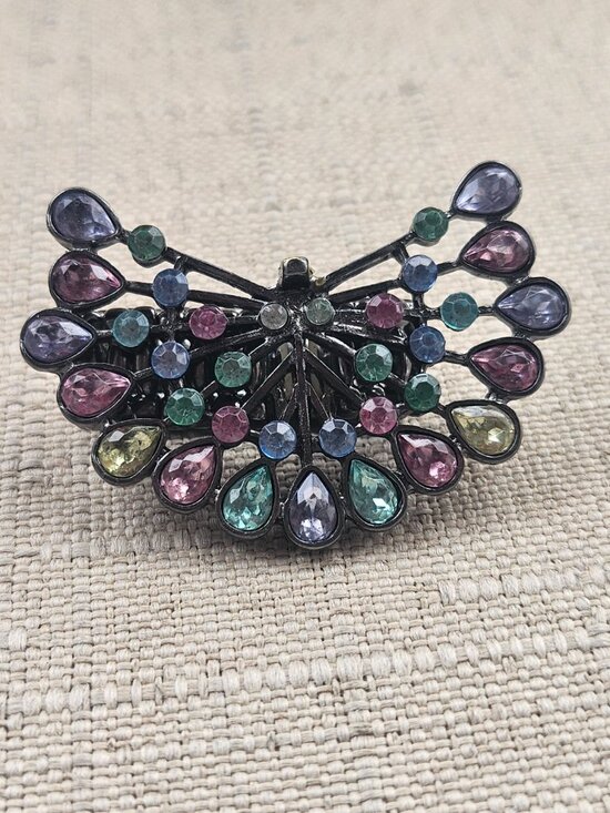 Peacock  Multi Color Ring Crystals Fashion Women Jewelry Ring Size Adjustable - Picture 3 of 9